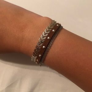 Silver and brown bracelet